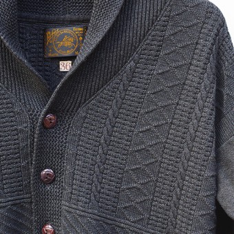 SHAWL COLLAR GUERNSEY KNIT