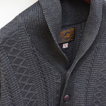 SHAWL COLLAR GUERNSEY KNIT