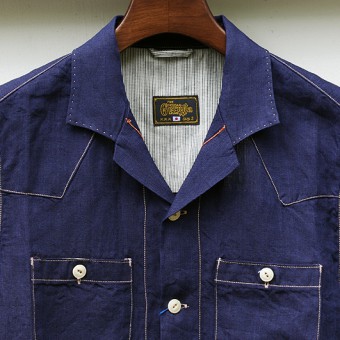 OPEN COLLAR LINEN SHIRTS [SHORT SLEEVE]