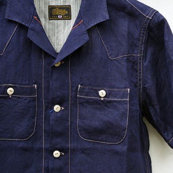 OPEN COLLAR LINEN SHIRTS [SHORT SLEEVE]