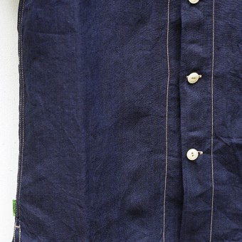 OPEN COLLAR LINEN SHIRTS [SHORT SLEEVE]