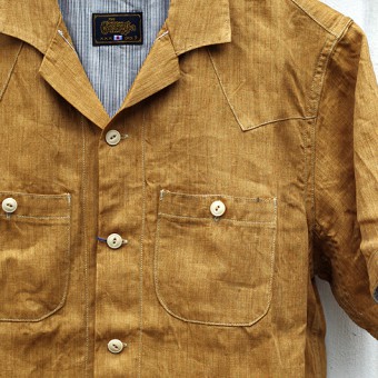 OPEN COLLAR LINEN SHIRTS [SHORT SLEEVE]