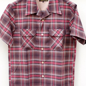 OMBRE PLAID OPEN COLLAR SS SH