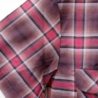 OMBRE PLAID OPEN COLLAR SS SH