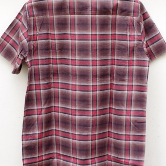 OMBRE PLAID OPEN COLLAR SS SH