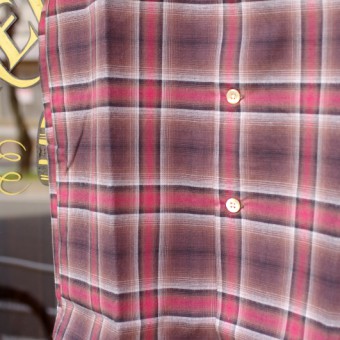 OMBRE PLAID OPEN COLLAR SS SH