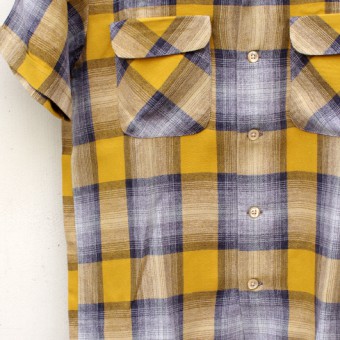 OMBRE PLAID OPEN COLLAR SS SH