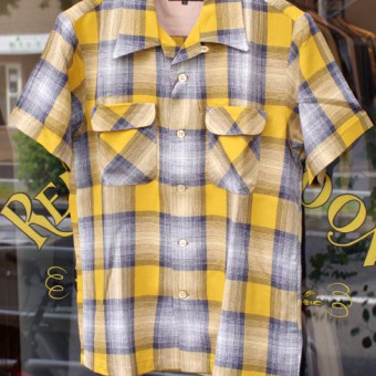 OMBRE PLAID OPEN COLLAR SS SH