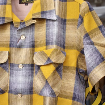 OMBRE PLAID OPEN COLLAR SS SH